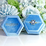 Ellibelle Jewellery Vintage Sapphire & Diamond 18ct Gold Platinum Floral Cluster Ring
