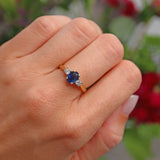 Ellibelle Jewellery Vintage Sapphire & Diamond 18ct Gold Three-Stone Engagement Ring