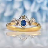 Ellibelle Jewellery Vintage Sapphire & Diamond 18ct Gold Three Stone Trilogy Engagement Ring