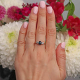 Ellibelle Jewellery Vintage Sapphire & Diamond 18ct Gold Three Stone Trilogy Engagement Ring
