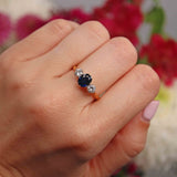 Ellibelle Jewellery Vintage Sapphire & Diamond 18ct Gold Three Stone Trilogy Engagement Ring