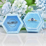 Ellibelle Jewellery Vintage Sapphire & Diamond 18ct Gold Three Stone Trilogy Engagement Ring