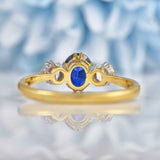Ellibelle Jewellery Vintage Sapphire & Diamond 18ct Gold Three Stone Trilogy Engagement Ring