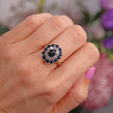 Ellibelle Jewellery Vintage Sapphire & Diamond 18ct White Gold Cluster Dress Ring