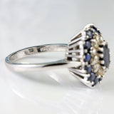 Ellibelle Jewellery Vintage Sapphire & Diamond 18ct White Gold Cluster Dress Ring