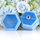 Ellibelle Jewellery Vintage Sapphire & Diamond 18ct White Gold Cluster Engagement Ring