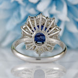 Ellibelle Jewellery Vintage Sapphire & Diamond 18ct White Gold Cluster Engagement Ring (2.80cts)