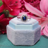 Ellibelle Jewellery Vintage Sapphire & Diamond 18ct White Gold Cluster Ring (0.70cts)