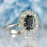 Ellibelle Jewellery Vintage Sapphire & Diamond 18ct White Gold Cluster Ring (1.57cts)