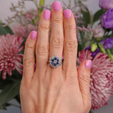 Ellibelle Jewellery Vintage Sapphire & Diamond 18ct White Gold Cluster Ring