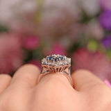 Ellibelle Jewellery Vintage Sapphire & Diamond 18ct White Gold Cluster Ring