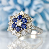 Ellibelle Jewellery Vintage Sapphire & Diamond 18ct White Gold Cluster Ring