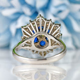 Ellibelle Jewellery Vintage Sapphire & Diamond 18ct White Gold Cluster Ring