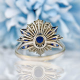 Ellibelle Jewellery Vintage Sapphire & Diamond 18ct White Gold Cluster Ring