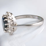 Ellibelle Jewellery Vintage Sapphire & Diamond 18ct White Gold Halo Cluster Ring