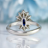 Ellibelle Jewellery Vintage Sapphire & Diamond 18ct White Gold Marquise Cluster Ring (0.60cts)