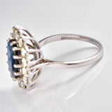 Ellibelle Jewellery Vintage Sapphire & Diamond 18ct White Gold Oval Cluster Ring