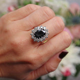 Ellibelle Jewellery Vintage Sapphire & Diamond 18ct White Gold Oval Cluster Ring