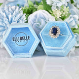 Ellibelle Jewellery Vintage Sapphire & Diamond 18ct White Gold Oval Cluster Ring
