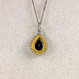 Ellibelle Jewellery Vintage Sapphire & Diamond 18ct White Gold Pear Cluster Pendant Necklace