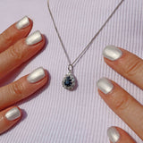 Ellibelle Jewellery Vintage Sapphire & Diamond 18ct White Gold Pear Cluster Pendant Necklace
