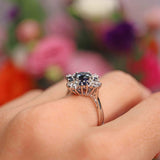 Ellibelle Jewellery Vintage Sapphire & Diamond 18ct White Gold Star Cluster Ring