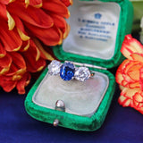 Ellibelle Jewellery Vintage Sapphire & Diamond 18ct White Gold Three-Stone Ring (2.10cts)
