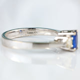 Ellibelle Jewellery Vintage Sapphire & Diamond 18ct White Gold Three-Stone Trilogy Engagement Ring