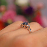 Ellibelle Jewellery Vintage Sapphire & Diamond Platinum Three-Stone Trilogy Ring