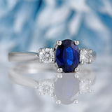 Ellibelle Jewellery Vintage Sapphire & Diamond Platinum Three-Stone Trilogy Ring