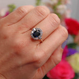 Ellibelle Jewellery Vintage Sapphire & Diamond White Gold Cluster Engagement Ring (1.75ct)