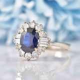 Ellibelle Jewellery Vintage Sapphire & Diamond White Gold Cluster Engagement Ring (1.75ct)
