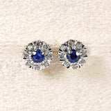 Ellibelle Jewellery Vintage Sapphire & Diamond White Gold Stud Earrings