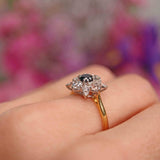 Ellibelle Jewellery Vintage Sapphire & Old-Cut Diamond 18ct Gold Daisy Cluster Ring