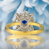 Ellibelle Jewellery Vintage Sapphire & Old-Cut Diamond 18ct Gold Daisy Cluster Ring