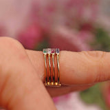 Ellibelle Jewellery Vintage Sapphire, Ruby, Emerald & Diamond Four Band Stacking Ring
