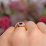 Ellibelle Jewellery Vintage Sapphire & Vari-Cut Diamond 18ct Gold Platinum Cluster Ring