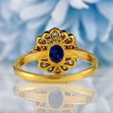 Ellibelle Jewellery Vintage Sapphire & Vari-Cut Diamond 18ct Gold Platinum Cluster Ring