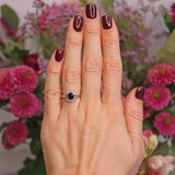Ellibelle Jewellery Vintage Sapphire & Vari-Cut Diamond 18ct Gold Platinum Cluster Ring