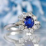 Ellibelle Jewellery Vintage Sapphire & Vari-Cut Diamond 18ct White Gold Cluster Ring (0.85cts)