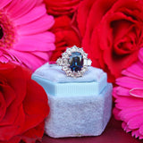 Ellibelle Jewellery Vintage Sapphire & Vari-Cut Diamond 18ct White Gold Cluster Ring (3.70cts)