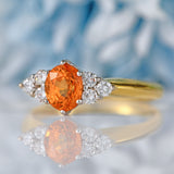 Ellibelle Jewellery Vintage Spessartine Garnet & Diamond 18ct Gold Seven-Stone Ring