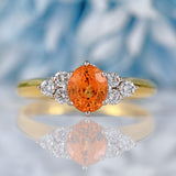 Ellibelle Jewellery Vintage Spessartine Garnet & Diamond 18ct Gold Seven-Stone Ring