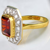 Ellibelle Jewellery Vintage Spessartine Garnet & Diamond 18ct Gold Statement Cocktail Ring