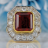 Ellibelle Jewellery Vintage Spessartine Garnet & Diamond 18ct Gold Statement Cocktail Ring
