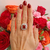 Ellibelle Jewellery Vintage Spessartine Garnet & Diamond 18ct Gold Statement Cocktail Ring