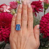Ellibelle Jewellery Vintage Swiss Blue Topaz 18ct White Gold Cocktail Dress Ring (18.20ct)