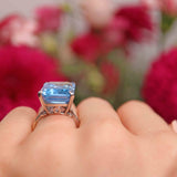 Ellibelle Jewellery Vintage Swiss Blue Topaz 18ct White Gold Cocktail Dress Ring (18.20ct)