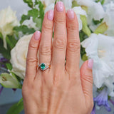 Ellibelle Jewellery Vintage Synthetic Emerald & Diamond Crossover Ring