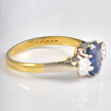 Ellibelle Jewellery Vintage Teal Sapphire & Diamond Three-Stone Engagement Ring (1.35ct)